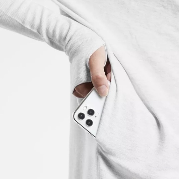 ATHLETA Purana Wrap Sweatshirt CYA Yoga Studio Soft Light Heather Gray Women’s L - Picture 4 of 8